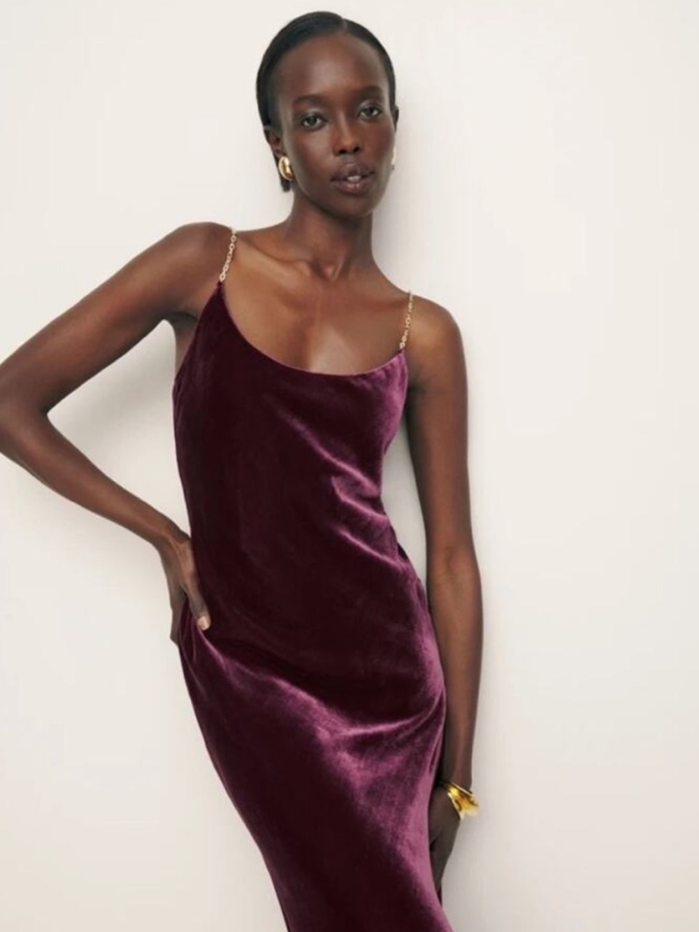 REFORMATION Velvet Slip Dress